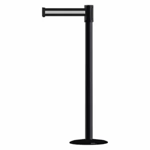 TENSABARRIER 890B-33-33-33-MAX-NO-S3X-C Slimline Post, Steel, Black, 38 Inch Post Height, 2 Inch Post Dia, 14 Inch Base Dia | CU6JDK 44ZW96