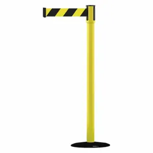 TENSABARRIER 890B-33-35-33-MAX-NO-D4X-C Barrier Post With Belt, Steel, 38 Inch Post Height, 2 Inch Post Dia, 14 Inch Base Dia | CU6HNW 45RL37