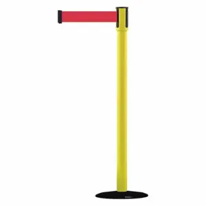 TENSABARRIER 890B-33-35-33-MAX-NO-R5X-C Barrier Post With Belt, Steel, 38 Inch Post Height, 2 Inch Post Dia, 14 Inch Base Dia | CU6GXN 45RL39