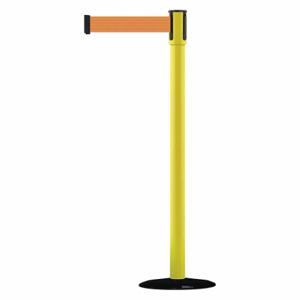 TENSABARRIER 890B-33-35-33-STD-NO-O5X-C Barrier Post With Belt, Steel, 38 Inch Post Height, 2 Inch Post Dia, 14 Inch Base Dia | CU6GXP 45RL41