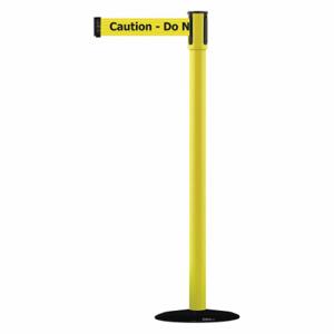 TENSABARRIER 890B-33-35-33-STD-NO-YAX-C Barrier Post With Belt, Steel, Yellow Post And Black Top, 40 Inch Post Height | CU6HKG 2EVA3