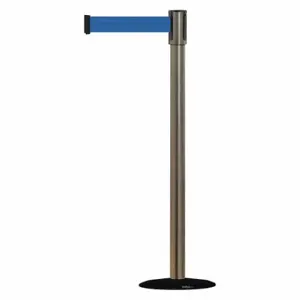 TENSABARRIER 890B-33-35-35-MAX-NO-L5X-C Slimline Post, Steel, Satin Stainless Steel, 38 Inch Post Height, 2 Inch Post Dia, Green | CU6KDR 44ZW19