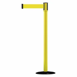 TENSABARRIER 890B-33-35-35-MAX-NO-Y5X-C Slimline Post, Steel, Yellow, 38 Inch Post Height, 2 Inch Post Dia, 14 Inch Base Dia | CU6JGL 44ZX16