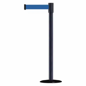 TENSABARRIER 890B-33-89-89-MAX-NO-L5X-C Slimline Post, Steel, Black Wrinkle, 38 Inch Post Height, 2 Inch Post Dia, Basic, 1 Belts | CU6JHH 44ZW87