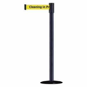 TENSABARRIER 890B-33-89-89-MAX-NO-YCX-C Slimline Post, Steel, Black Wrinkle, 38 Inch Post Height, 2 Inch Post Dia, Basic, 1 Belts | CU6JJM 44ZX02