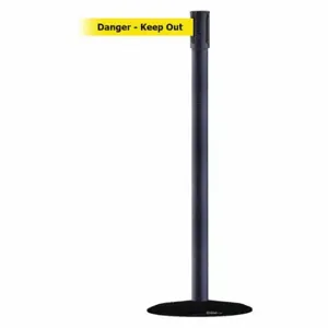 TENSABARRIER 890B-33-89-89-MAX-NO-YDX-C Slimline Post, Steel, Black Wrinkle, 38 Inch Post Height, 2 Inch Post Dia, Basic, 1 Belts | CU6JHJ 44ZX26