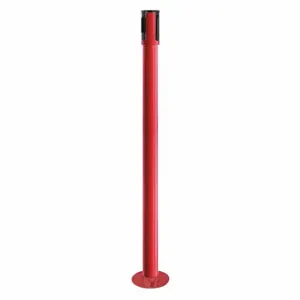 TENSABARRIER 890F-33-21-RCV Single Belt Receiver Post, 40 1/2 Inch Height, Stainless Steel, Red, 2 Inch Post Dia, Red | CU6JNN 30RJ06