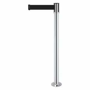 TENSABARRIER 890R-1S-1S-1S-STD-NO-B9X-C Barrier Post With Belt, Metal, Satin Chrome, 40 1/2 Inch Post Height, 2 Inch Post Dia | CU6GLV 54EE77