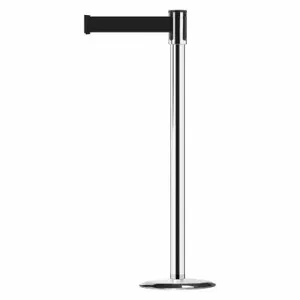 TENSABARRIER 890U-1P-1P-1P-MAX-NO-B9X-C Slimline Post, Steel, Polished Chrome, 38 Inch Post Height, 2 Inch Post Dia, Std, 1 Belts | CU6JJH 44ZW76