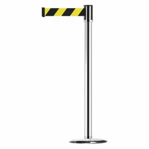 TENSABARRIER 890U-1P-1P-1P-MAX-NO-D4X-C Slimline Post, Steel, Polished Chrome, 38 Inch Post Height, 2 Inch Post Dia, Std, 1 Belts | CU6JHZ 44ZW75