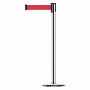 TENSABARRIER 890U-1P-1P-1P-MAX-NO-R5X-C Slimline Post, Steel, Polished Chrome, 38 Inch Post Height, 2 Inch Post Dia, Red | CU6JJJ 44ZV92