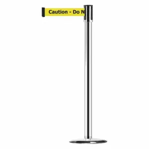 TENSABARRIER 890U-1P-1P-1P-MAX-NO-YAX-C Slimline Post, Steel, Polished Chrome, 38 Inch Post Height, 2 Inch Post Dia, Std, 1 Belts | CU6JHW 44ZW62