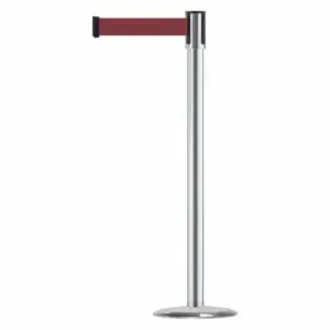 TENSABARRIER 890U-1S-1S-1S-MAX-NO-R7X-C Slimline Post, Steel, Satin Chrome, 38 Inch Post Height, 2 Inch Post Dia | CU6JFQ 44ZW86