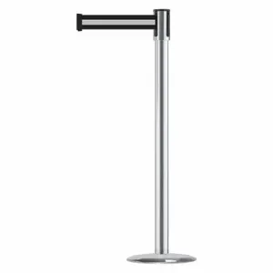 TENSABARRIER 890U-1S-1S-1S-MAX-NO-S3X-C Slimline Post, Steel, Satin Chrome, 38 Inch Post Height, 2 Inch Post Dia | CU6JFM 44ZW57