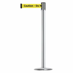 TENSABARRIER 890U-1S-1S-1S-MAX-NO-YAX-C Slimline Post, Steel, Satin Chrome, 38 Inch Post Height, 2 Inch Post Dia | CU6JFV 44ZX11