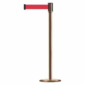 TENSABARRIER 890U-2P-2P-2P-MAX-NO-R5X-C Slimline Post, Steel, Satin Stainless Steel, 38 Inch Post Height, 2 Inch Post Dia, Red | CU6KDT 44ZW46