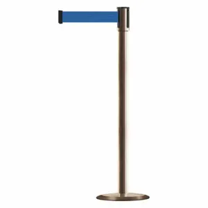 TENSABARRIER 890U-2S-2S-2S-MAX-NO-L5X-C Slimline Post, Steel, Satin Brass, 38 Inch Post Height, 2 Inch Post Dia | CU6JFJ 44ZV91