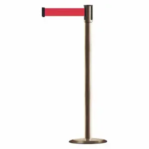 TENSABARRIER 890U-2S-2S-2S-MAX-NO-R5X-C Slimline Post, Steel, Satin Brass, 38 Inch Post Height, 2 Inch Post Dia | CU6JFH 44ZX28