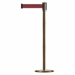 TENSABARRIER 890U-2S-2S-2S-MAX-NO-R7X-C Slimline Post, Steel, Satin Brass, 38 Inch Post Height, 2 Inch Post Dia | CU6JFD 44ZX31