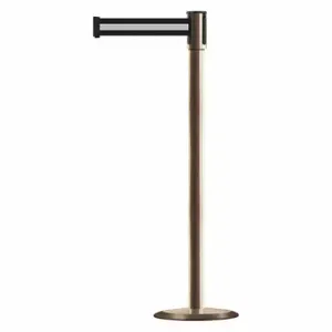 TENSABARRIER 890U-2S-2S-2S-MAX-NO-S3X-C Slimline Post, Steel, Satin Brass, 38 Inch Post Height, 2 Inch Post Dia | CU6JFF 44ZX24