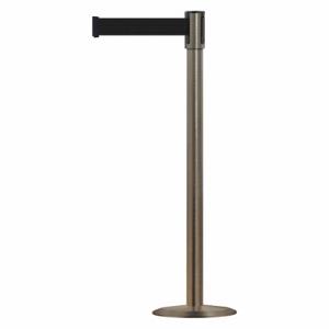 TENSABARRIER 890U-3S-3S-3S-MAX-NO-B9X-C Slimline Post, Steel, Satin Stainless Steel, 38 Inch Post Height, 2 Inch Post Dia, Black | CU6KDZ 44ZW84