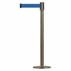 TENSABARRIER 890U-3S-3S-3S-MAX-NO-L5X-C Slimline Post, Steel, Satin Stainless Steel, 38 Inch Post Height, 2 Inch Post Dia, Blue | CU6KDQ 44ZW66