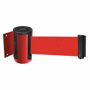 TENSABARRIER 896-MAG-21-STD-NO-R5X-C Barrier Post with Belt, Red, Powder Coated, 7 1/2 ft Belt Length | CU6GUP 54EE69