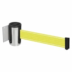 TENSABARRIER 896-STD-1P-STD-Y5-NV-C Retractable Belt Barrier, Yellow/White, Polished Chrome, 7 1/2 ft Belt Length | CU6JKY 410C82