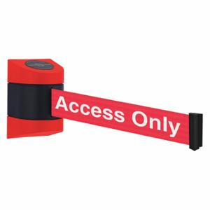 TENSABARRIER 897-15-C-21-NO-RAX-C Barrier Post with Belt, Red with White Text, Authorized Access Only, Unfinished | CU6GUL 54EE56