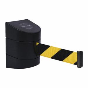 TENSABARRIER 897-15-R-33-NO-D4X-C Barrier Post with Belt, Black and Yellow Diagonal Striped, Unfinished, 15 ft Belt Length | CU6GLF 54EE64