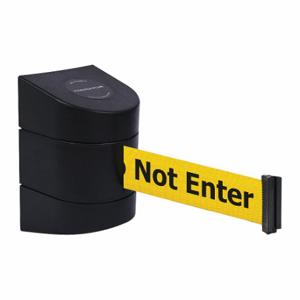 TENSABARRIER 897-15-R-33-NO-YAX-C Barrier Post with Belt, Yellow with Black Text, Caution - Do Not Enter, Unfinished | CU6HLA 54EE79