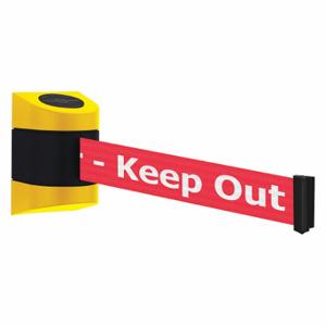 TENSABARRIER 897-15-S-35-NO-RHX-C Barrier Post with Belt, Red with White Text, Danger - Keep Out, Unfinished | CU6GUN 54EE52