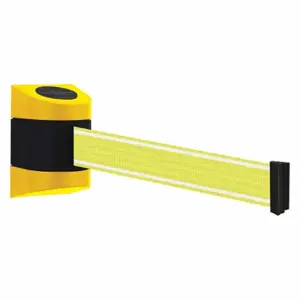 TENSABARRIER 897-15-S-35-Y5-NV-C Retractable Belt Barrier, Yellow/White, Unfinished, 15 ft Belt Length | CU6JLE 410C89