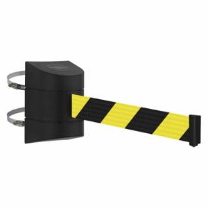 TENSABARRIER 897-24-C-33-NO-D4X-C Barrier Post with Belt, Black and Yellow Diagonal Striped, Unfinished, 24 ft Belt Length | CU6HMH 54EE44