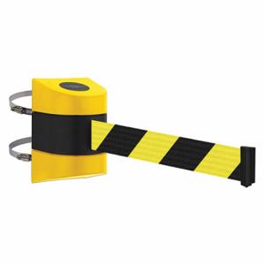 TENSABARRIER 897-24-C-35-NO-D4X-C Barrier Post with Belt, Black and Yellow Diagonal Striped, Unfinished, 24 ft Belt Length | CU6GLG 54EE62