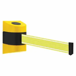 TENSABARRIER 897-24-S-35-Y5-NV-C Retractable Belt Barrier, Yellow/White, Unfinished, 24 ft Belt Length | CU6JLF 410C92