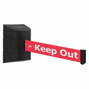 TENSABARRIER 897-30-S-33-NO-RHX-C Barrier Post with Belt, Red with White Text, Danger - Keep Out, Unfinished | CU6HMJ 54EE60