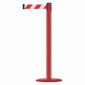 TENSABARRIER MARINEPOST-21-MAX-NO-D3X-C Barrier Post With Belt, Stainless Steel, Red, 38 Inch Post Height, 2 1/2 Inch Post Dia | CU6GWN 22RT25