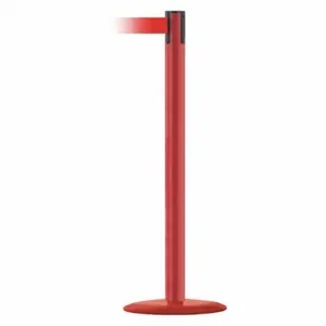 TENSABARRIER MARINEPOST-21-STD-NO-R5X-C Barrier Post With Belt, Stainless Steel, Red, 38 Inch Post Height, 2 1/2 Inch Post Dia | CU6GWJ 22RT19