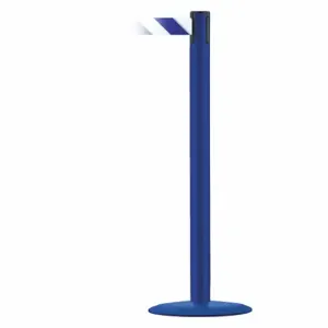 TENSABARRIER MARINEPOST-23-STD-NO-D1X-C Barrier Post With Belt, Stainless Steel, Blue, 38 Inch Post Height, 2 1/2 Inch Post Dia | CU6GVR 22RT30