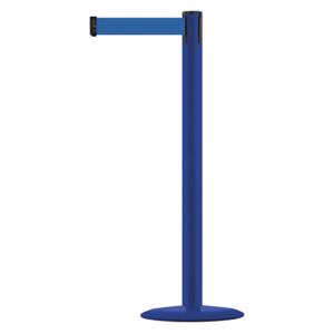 TENSABARRIER MARINEPOST-23-STD-NO-L5X-C Barrier Post With Belt, Stainless Steel, Blue, 38 Inch Post Height, 2 1/2 Inch Post Dia | CU6HNZ 22RT29