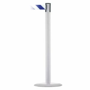 TENSABARRIER MARINEPOST-32-MAX-NO-D1X-C Barrier Post With Belt, Stainless Steel, White, 38 Inch Post Height, 2 1/2 Inch Post Dia | CU6GWR 22RT46