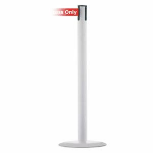 TENSABARRIER MARINEPOST-32-MAX-NO-RAX-C Barrier Post With Belt, Stainless Steel, White, 38 Inch Post Height, 2 1/2 Inch Post Dia | CU6HML 22RT49