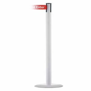 TENSABARRIER MARINEPOST-32-MAX-NO-RGX-C Barrier Post With Belt, Stainless Steel, White, 38 Inch Post Height, 2 1/2 Inch Post Dia | CU6GXF 22RT50