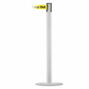 TENSABARRIER MARINEPOST-32-MAX-NO-YDX-C Barrier Post With Belt, Stainless Steel, White, 38 Inch Post Height, 2 1/2 Inch Post Dia | CU6GXB 22RT54