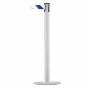 TENSABARRIER MARINEPOST-32-STD-NO-D1X-C Barrier Post With Belt, Stainless Steel, White, 38 Inch Post Height, 2 1/2 Inch Post Dia | CU6GWW 22RT35