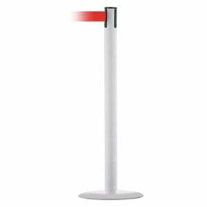 TENSABARRIER MARINEPOST-32-STD-NO-R5X-C Barrier Post With Belt, Stainless Steel, White, 38 Inch Post Height, 2 1/2 Inch Post Dia | CU6GXH 22RT37
