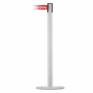 TENSABARRIER MARINEPOST-32-STD-NO-RAX-C Barrier Post With Belt, Stainless Steel, White, 38 Inch Post Height, 2 1/2 Inch Post Dia | CU6GWT 22RT38