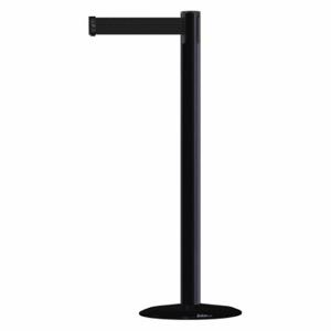 TENSABARRIER MARINEPOST-33-MAX-NO-B9X-C Barrier Post With Belt, Stainless Steel, Black, 38 Inch Post Height, 2 1/2 Inch Post Dia | CU6GVH 22RT68