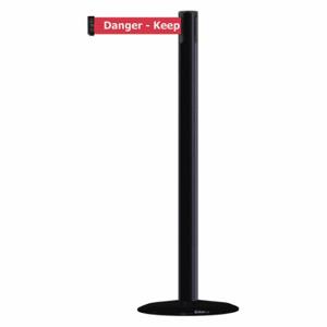 TENSABARRIER MARINEPOST-33-MAX-NO-RHX-C Barrier Post With Belt, Stainless Steel, Black, 38 Inch Post Height, 2 1/2 Inch Post Dia | CU6GVJ 22RT74